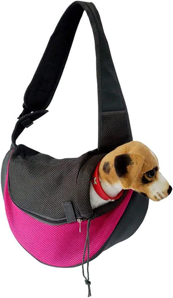 Pet Dog Sling Carrier, Breathable Mesh Portable Travel Safe Pet Sling Shoulder Bag Carrier with Adjustable Non-Slip Shoulder Strap for Small Dogs Cats Puppy