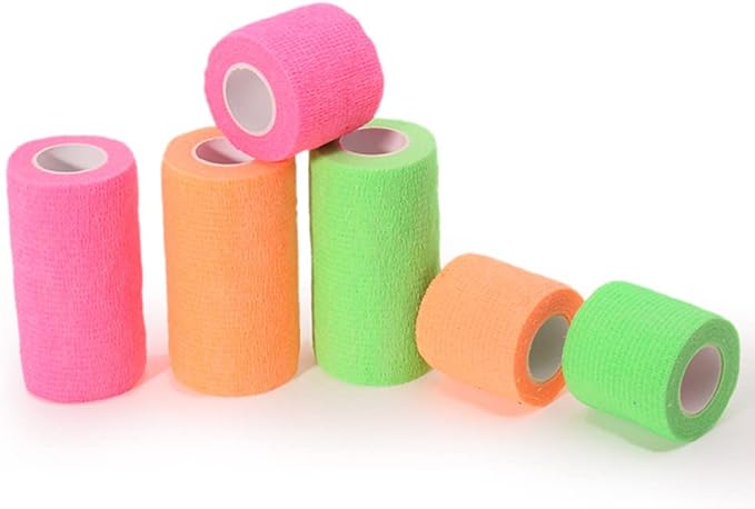 6 Pack 3" x 5 Yards Self Adhesive Bandage Wrap Breathable Cohesive Vet Wrap for Pets, Elastic Self-Adherent Tape for Sports, Wrist, Ankle (Mixed Colors)