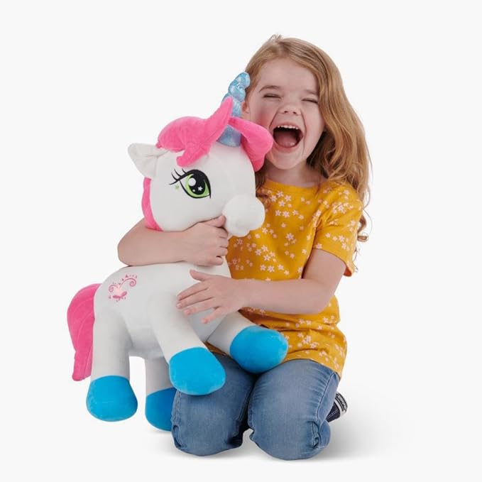 The Large Talk Back Mimicking Unicorn, Cuddly Large 16 Inch Plush Toy Unicorn with Sound Effects and Talking Features, Pink Girl Pony Toy for Girls
