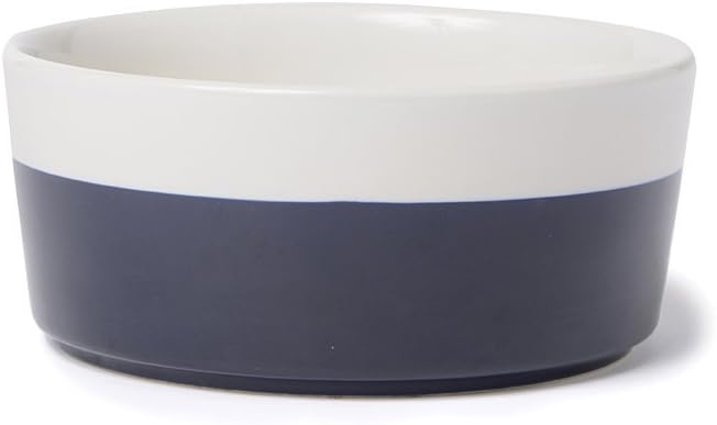Waggo Dipper Ceramic Dog Bowl for Small and Large Breeds - Heavyweight and Durable Pet Food and Water Dish Crock, Dishwasher Safe, Modern (Midnight, Large)