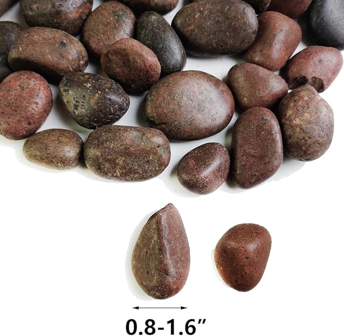 HappyFiller Natural Decorative Pebbles Polished Gravel Rocks Stones for Aquarium,Fish Turtle Tank,Outdoor Indoor Plants Top Dressing,Succulents Soil Cover,Garden Landscaping,2 LB,Red Mix