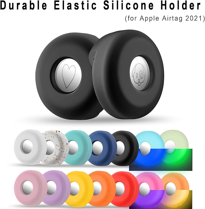 Airtag Holder for Dog Collar, Cibaabo Silicone Air Tag Case Cover Compatible with Apple Airtags for 0.8-1.2inch Cat Pet Collar Harness Loop