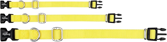 Hyhug Small Dog Collar Quick-Release Yellow| Heavy-Duty Nylon Puppy Collar, Adjustable & Durable Pet Supplies for Boy & Girl Dogs (Small, Illuminating Yellow)
