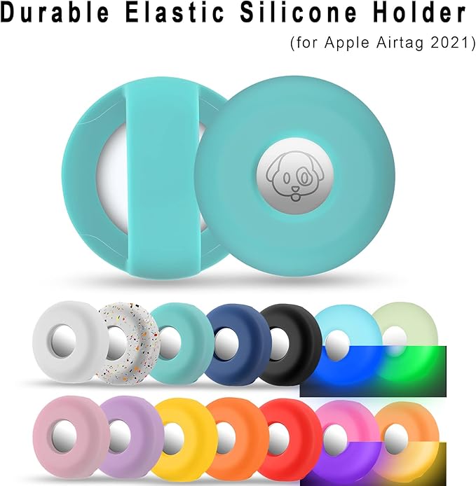 Airtag Holder for Dog Collar, Cibaabo Silicone Air Tag Case Cover Compatible with Apple Airtags for 0.8-1.2inch Cat Pet Collar Harness Loop