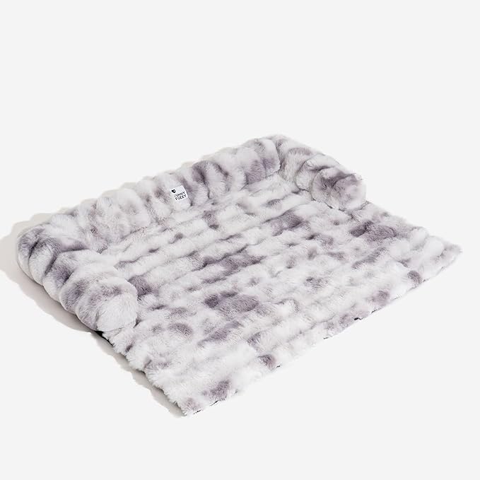 FUNNY FUZZY Pet Fluffy Fuzzy Couch Cover, Calming Washable Dog Bed Sofa Protector Pets Mat for Small Dogs and Cats (Tie-dye Grey,27.56 × 24.02 × 5.51 in)