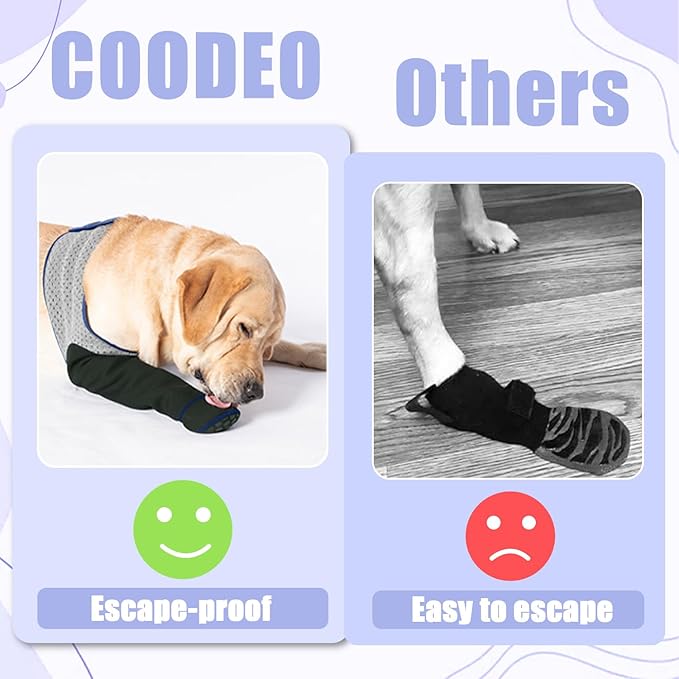 COODEO Dog Socks to Prevent Licking Paws, Healing Boots & Paw Protectors with Non-Slip Bottoms for Wound Protection, Waterproof Sleeve Shoes for Licking(Grey,3XL_Left