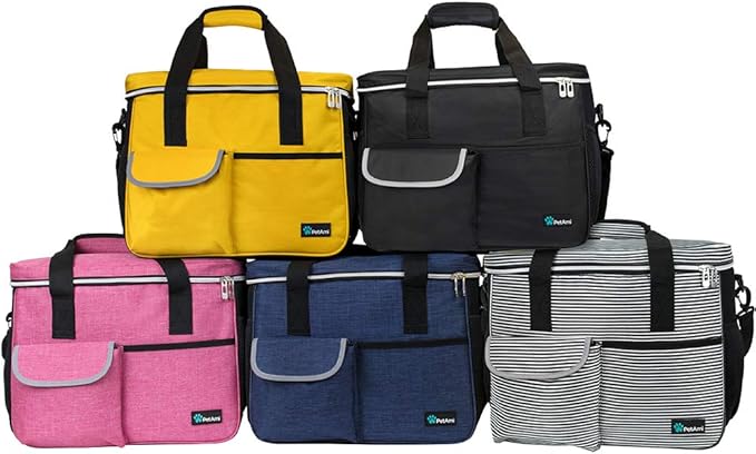 PetAmi Travel Bag Organizer - Dog & Cat Diaper Bag with Food Container, Bowls & Accessories for Weekend Camping