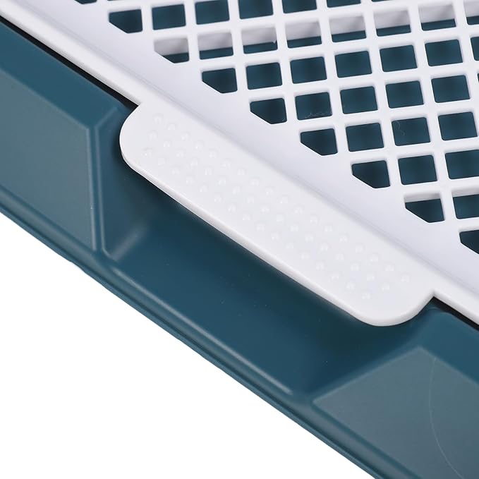 Fabater Dog Potty Toilet Training Tray, Portable Multifunctional Mesh Puppy Training Toilet Pad Holder with Bafflel for Small Dogs Puppies (Peacock Blue)