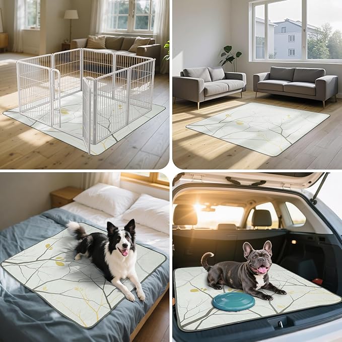 FXW Washable Pee Pads for Dogs, Puppy Pads with Super Absorbent, Specifically Designed for Potty Training, 35" Square, Branch, 2 Packs