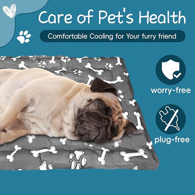 Cooling Pad for Dog,Instant Pet Cool Mat for Puppy,Comfortable Cool Pet Mat for Cat.Portable Dog Bed for Summer. Suitable for Outdoor Summer Crate Pad.Long Time Cooling.Bone(Size-M 15.7 * 19.7in)