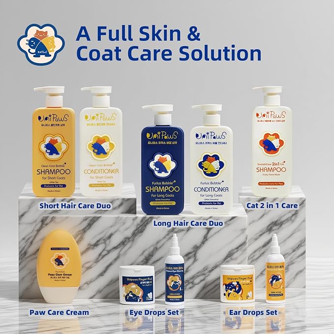 Unipaws Probiotics Dog Shampoo & Conditioner Set for Short-Haired Coats ā Itch Relief, Deodorizing & Anti-Shedding for Skin Comfort & Balance with Calendula ā EWG Green, Made in Korea, 2Ć16.9 Fl Oz