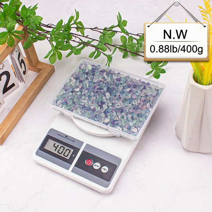 14 Oz Fluorite Aquarium Gravel Rocks Crystal Chips Stones, Natural Tumbled Healing Crystal Chips Bulk Polished Crushed Stones Pebbles for Vase Fillers, Aquarium and Home Decoration, 5-7mm