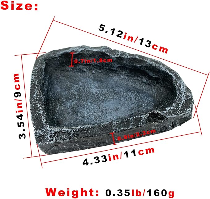 2 Pack Reptile Feeding Dish Corner Bowl, Reptile Water Dish Food Bowl Feeding Terrarium Bowls for Bearded Dragon Lizard Frog Gecko Tortoise Hermit Crab