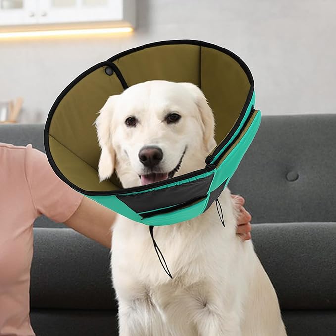 Small Dog Cone Collar, Adjustable Soft Dog Cone for Small Dogs to Stop Licking, Breathable Pet Recovery Cone for Small Male Female Dogs, Green S
