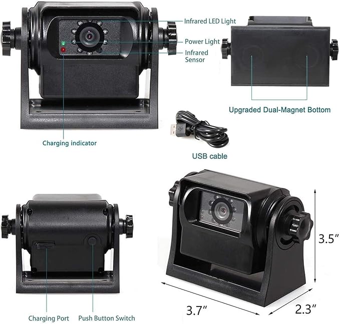 EWAY WiFi Magnetic Hitch Wireless Backup Rear/Front View Camera Rechargeable Battery for Easy Hitching of Gooseneck Horse Boat Travel Trailer/Fifth Wheels/RV/Camper Reverse for iPhone iPad Android