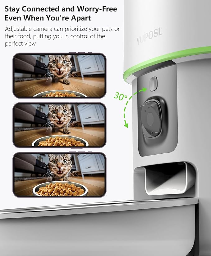 Automatic Cat Feeder with Camera - 5G WiFi Auto Cat Food Dispenser, 1080P HD Video with Night Vision, 1-15 Meals, 1-99 Portions, 2-Way Audio, Keeps Food Fresh, 4L Timed Pet Feeder Also for Dogs