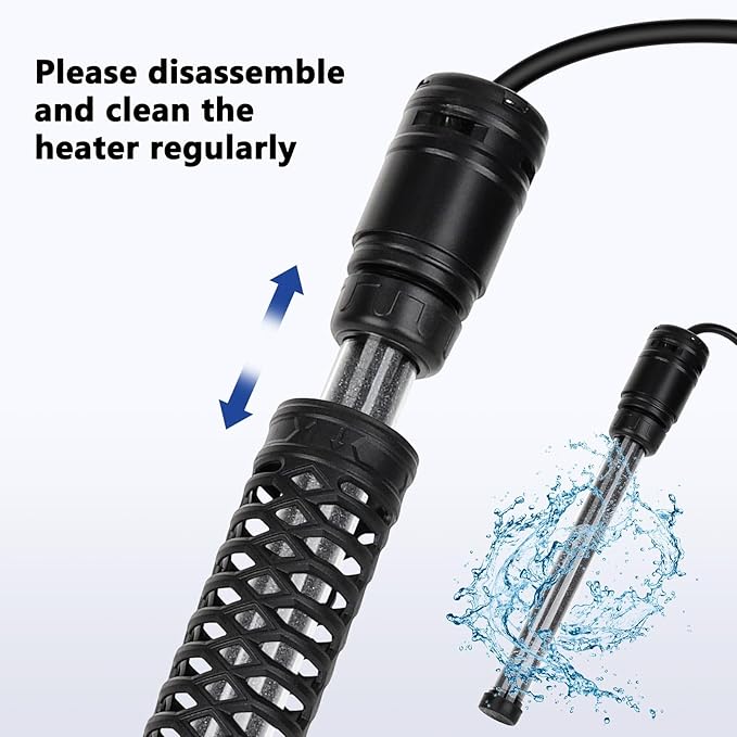 AQQA Aquarium Heater,Submersible Fish Tank Heater 59-93°F/15-34°C External Controller,Rapid Heating,Ultra-high Temperature Protection,Automatic Power-Off When Leaving Water (500W for 80-135 Gallon)