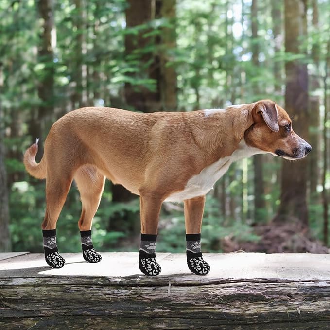 KOOLTAIL Dog Socks for Hot/Cold Pavement to Prevent Licking Paws Scratching,Anti Slip Pet Boots&Paw Protector for Hardwood Floors,Traction Control Grip Booties for Small Medium Large Senior Dogs S