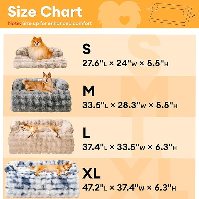 FUNNY FUZZY Pet Fluffy Fuzzy Calming Dog Couch Bed Sofa Protector Washable Pets Mat for Large Medium Small Dogs and Cats (Coffee,37.4 × 33.46 × 6.3 in)