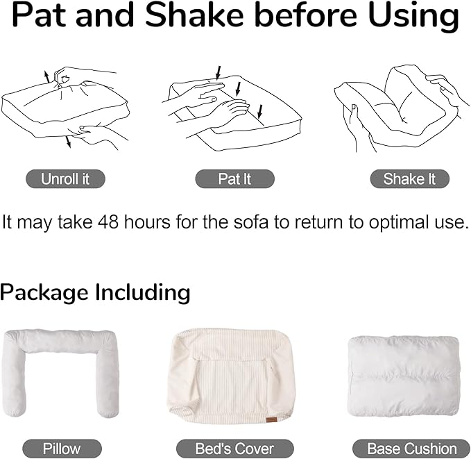 FUKUMARU Cute Dog Bed, Fluffy Dogs Couch with TPU Layer Keeping Lining Dry, Pet Sofa Medium Size Dog Easy to Care, Warm Cat Bed with Removable Zipper Cover, 36inch, Large, Green