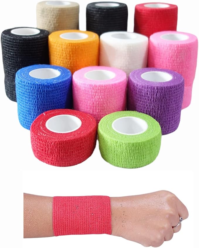 6 Pack 2" x 5 Yards Self Adhesive Bandage Wrap Breathable Cohesive Vet Wrap for Pets, Elastic Self-Adherent Tape for Sports, Wrist, Ankle (Orange)