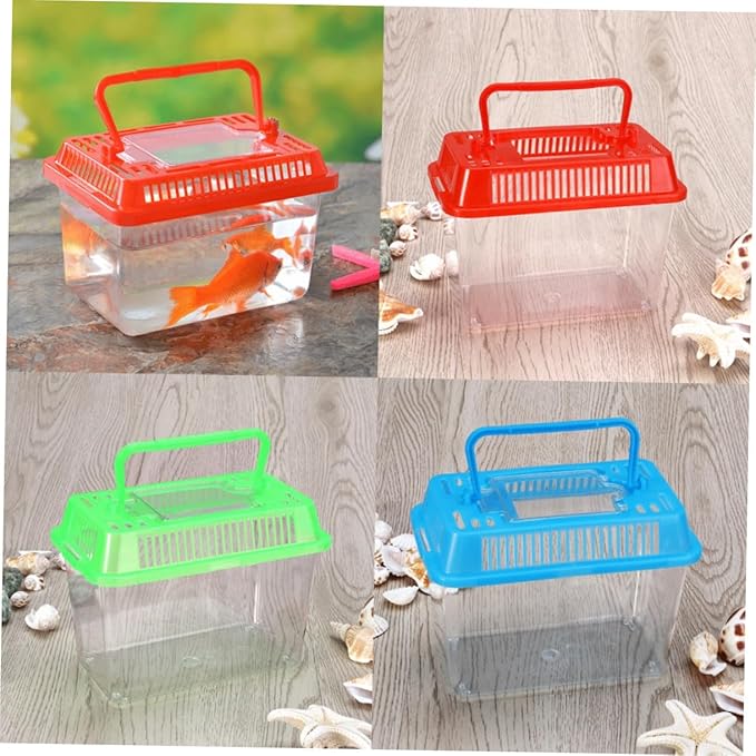 Betta Fish Tank LED Fish Tank Plastic Aquarium Gallon Fish Bowl Small Betta Tank Fish Box with Portable Goldfish Bowl Frog Suite Travel Green Portable Fish Tank Travel