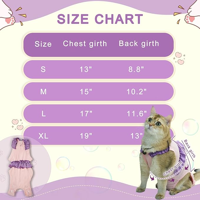 Cat Recovery Suit,Kitten Onesie After Surgery,E-Collar Alternative for Abdominal Wound and Skin Diseases,Soft Breathable Bodysuit After Spay(Beige-l)