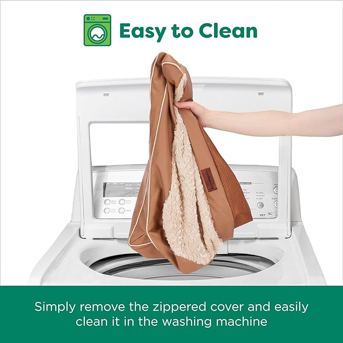 FurHaven Orthopedic Dog Sofa Bed – Memory Foam Couch with Bolsters, Textured Plush & Water-Resistant Cover, Washable Cover, Joint Support - Camel, Large