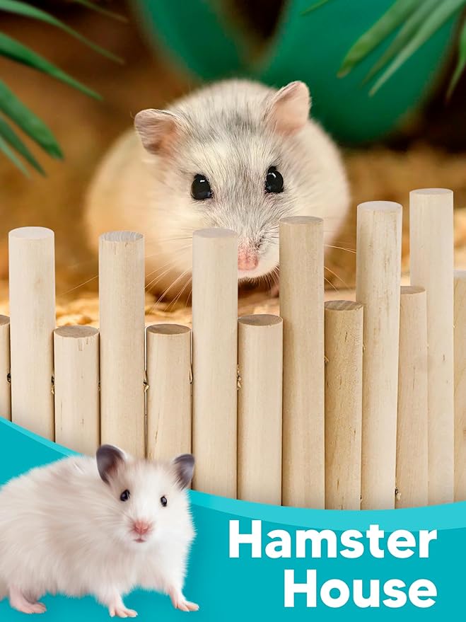 2PCS Wooden Hamster Fence, Bridge Cage Decor, Wooden Hamster Accessory 11.8in(3.93in High)