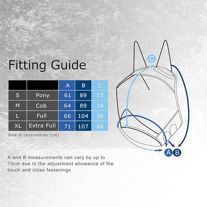 Harrison Howard CareMaster Pro Luminous Horse Fly Mask Large Eye Space Standard with Ears UV Protection for Horse Navy M Cob