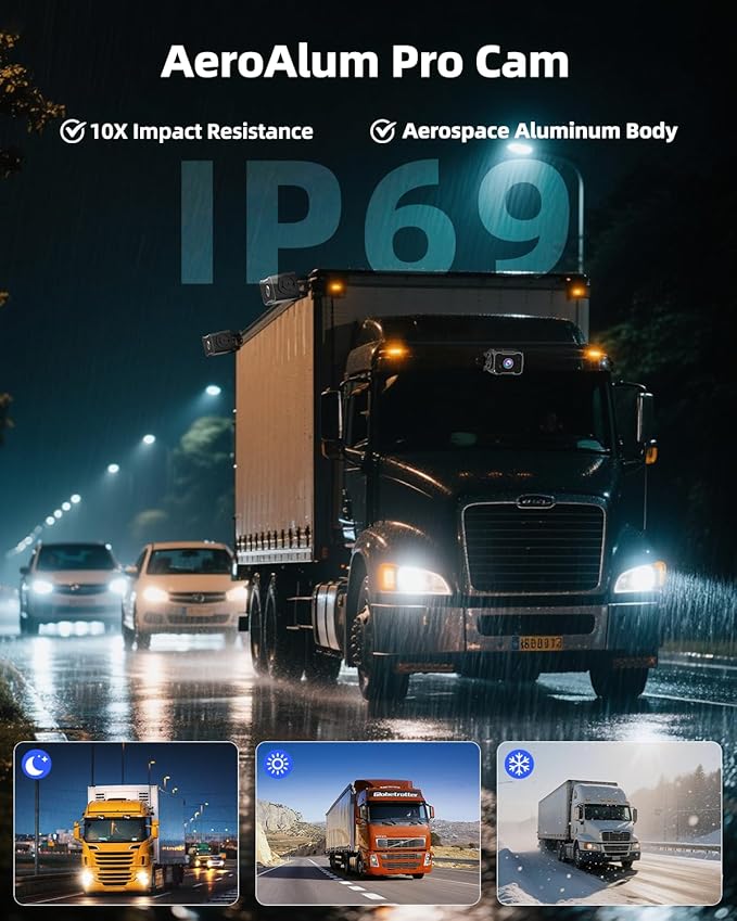 4 Channel 1080p HD Backup Camera System with 10.2" Touchscreen Monitor, DVR Recording/Playback, Bluetooth, FM Radio & Media Player for Trucks, Semis, RVs, Trailers, Vans, SUVs, Cars