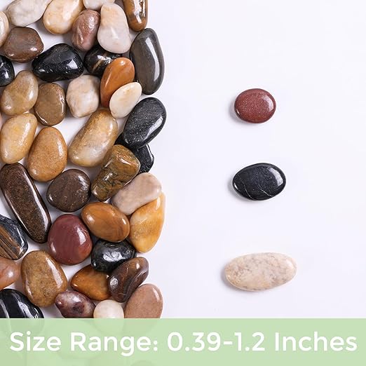 SIDONG 5 LB Mixed River Rocks, 0.4-1.2 Inches Highly Polished Pebbles for Indoor Plants, Decorative Stones for Plants, Fish Tank, Vases, Home DΓ©cor, Crafting, Garden Landscaping