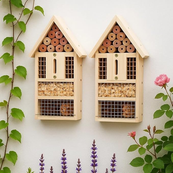 2 PK Large Cedar Wood Insect House Kit for DIY Project Backyard Insect House, Bee House, Nesting Habitat Shelters, Garden Shelter for Bees, Butterflies, Bugs