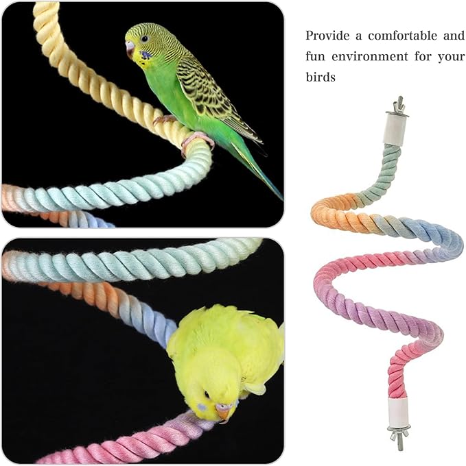 2pcs Gradient Colorful Bird Rope Perch Stand,Bird Cage Climbing Rope Toys Accessories,Bendable Climbing,Parakeet Lovebirds Cockatiels Budgies Play (15.7'',39.3'')