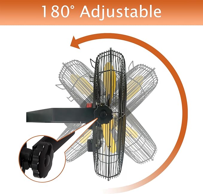 HiCFM 5100 CFM 20 inch Outdoor High Velocity Wall Mounted Fan with IP44 Enclosure Motor, Sealed Control Box, 9 FT Cord & GFCI Plug, Weatherproof for Patio, Workstation - UL Listed, 2 Pack