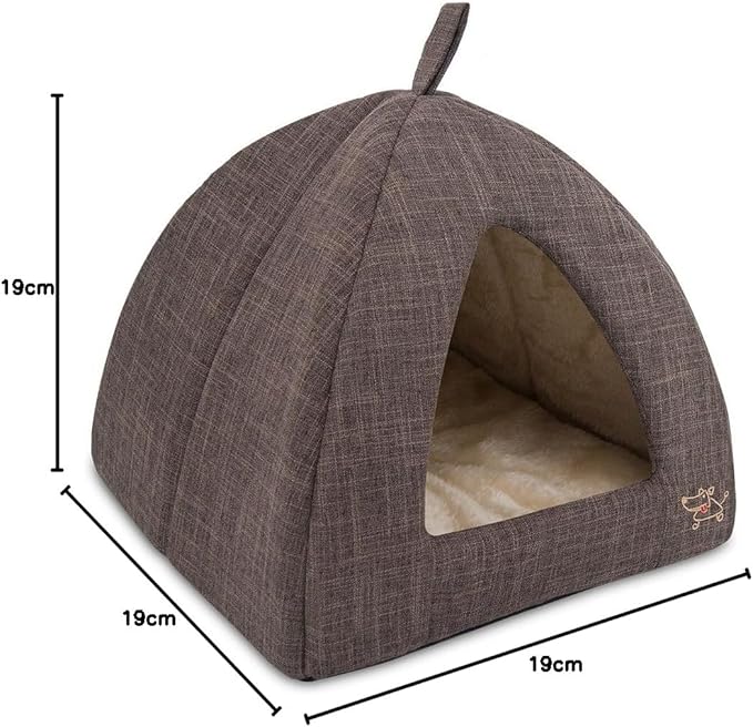 Pet Tent-Soft Bed for Dog and Cat by Best Pet Supplies - Brown Linen, 19" x 19" x H:19"