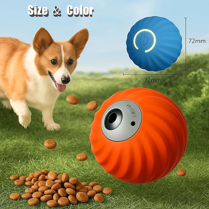 Zoomie Buddy 2.0, Zoomie Buddy for Dogs, 2 in 1 Smart Touch Interactive Dog Balls & Pet Feeder, 2.83" Diameter, Suitable for Small/Medium Dogs, with Fruit Plush Cover (Blue+Orange, Pineapple)