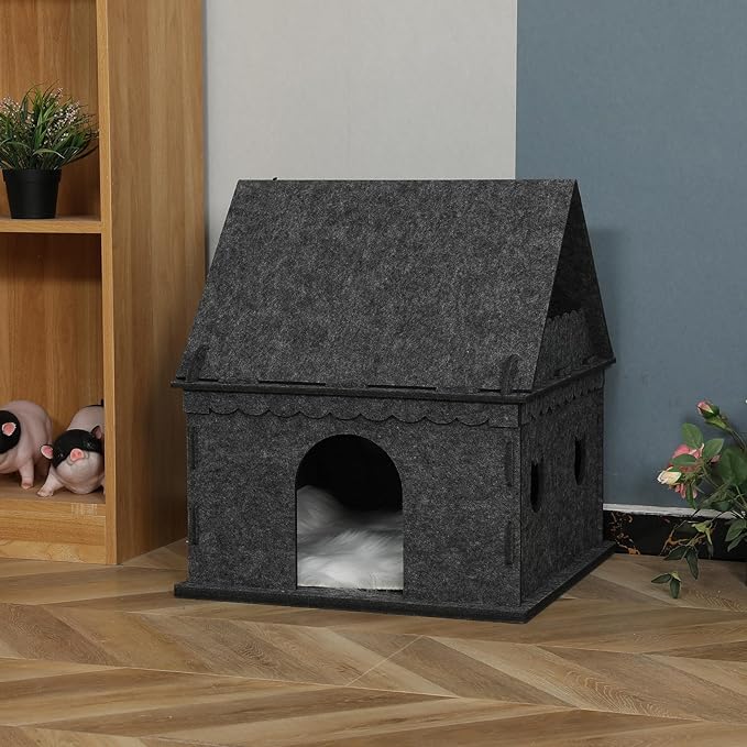 2-Tier Indoor Cat Apartment,Cozy Pet Cat Bed, Hideaway, and Sturdy Cat Castle for Multiple and Large Cats