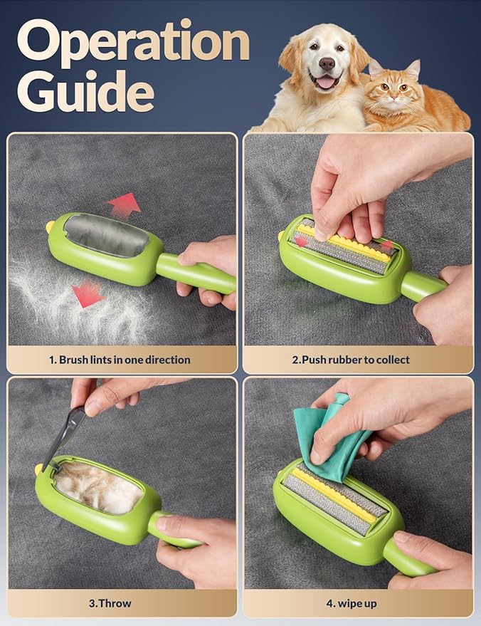Portable Lint Brush,Reusable Lint Roller,Washable Pet Hair Removal Tool for Clothes,Furniture,Pet Hair Remover for Cats and Dogs Fur,Ideal Replacement for Sticky Refills Lint Roller/Removers