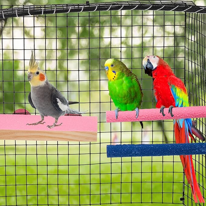 8 Pcs Bird Perch Stand Toy, Colorful Wood Parrot Perch Stand Platform Paw Grinding Stick, Bird Cage Accessories for Budgies,Parakeet,Cockatiel, Lorikeet, Conure