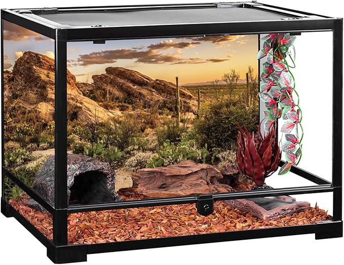 AWERT Reptile Habitat Background Blue Sky Oasis Cactus Sun and Desert Terrarium Background 48x18 inches Durable Polyester Background