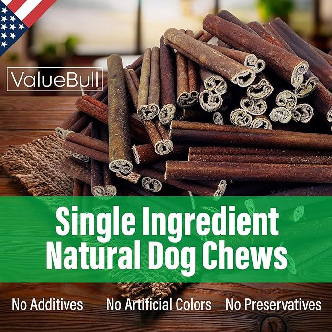 ValueBull USA Collagen Sticks for Dogs, 6 Inch Medium Chews, Natural Long-Lasting Dog Treats, 200 Count Bulk Pack - Promotes Joint, Skin & Coat Health with Glucosamine and Chondroitin