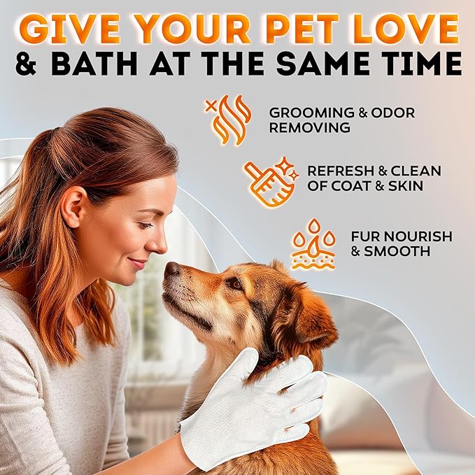 New 2025 Pet Cleaning Glove Wipes for Dogs and Cats – Hypoallergenic Hydrating & Nourishing – Suitable for Eyes, Ears, Paws & Body – Lavender Scent – Ideal for Daily Care & Travel – 18 Count