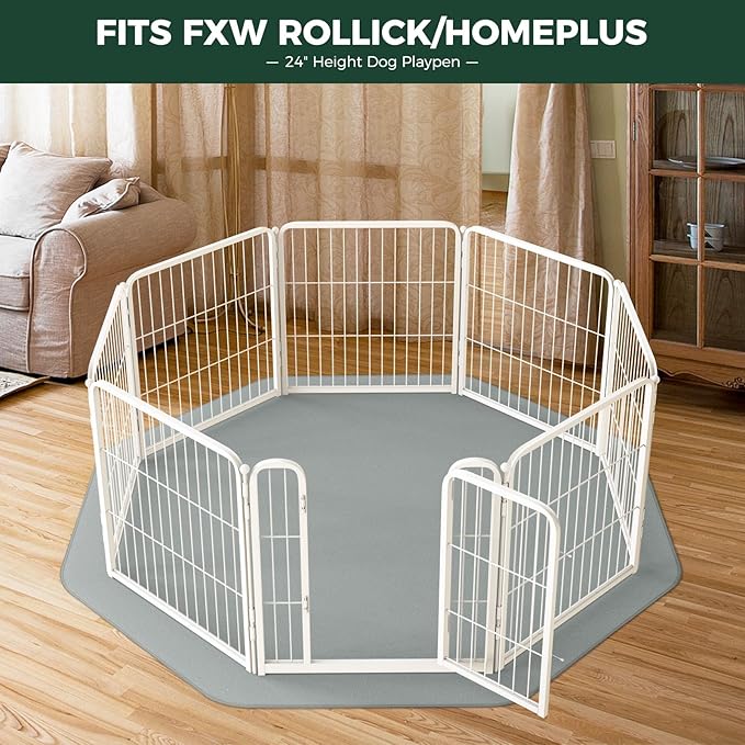 FXW Washable Pee Pads for Dogs, Puppy Pads with Super Absorbent, Specifically Designed Rollick/Homeplus 24inch 8 Panels Dog Playpen, 29" Octagon, Gray, 1 Pack