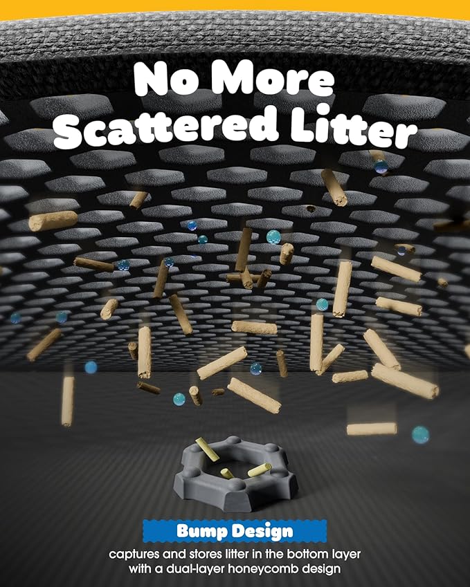 27" x 19" Cat Litter Mat - Large Litter Box Mat with Double Layers, Urine-Proof and Non-Slip Litter Trapping Mat, Easy to Clean Kitty Litter Mats for Floor, Scatter Control, Grey