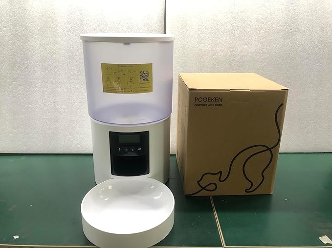 Automatic Cat Feeder Food Dispenser: 4L Timed Small Dog Dry Food Dispenser with 10s Voice - Distributeur Nourriture Chat Hund Programmable - Auto Pet Feeder with 1-6 Meals White