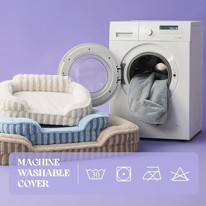 LE SURE Cute Dog Bed Medium Size Dog, Orthopedic Waterproof Medium Pet Beds with Sides, Non-Slip Bottom and Egg-Crate Foam Pet Couch Sofa with Washable Removable Cover, Beige