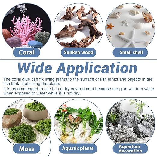 Aquarium Glue Fish Safety, 5Pcs Coral Reef Glue for Plants Moss, Coral, Stone, Wood Aquascaping, Quick Drying (5)