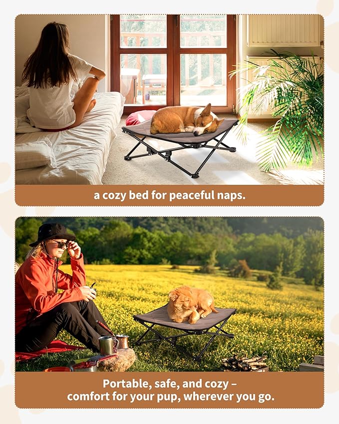 KingCamp Elevated Dog Bed for Medium Dogs, Outdoor Raised Cooling Pet Cot Bed with Washable Breathable Mesh & No-Slip Feet Perfect for Camping, Backyard, Indoor Use (Medium, Black)