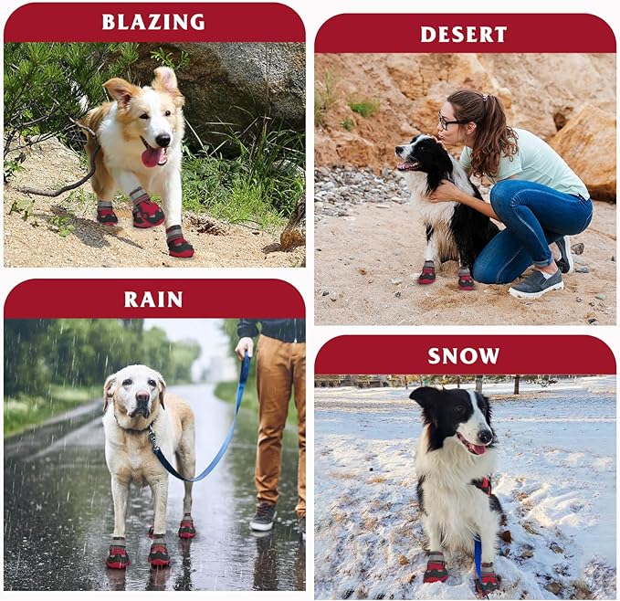 Dog Shoes for Large Medium Small Dog, Mesh Breathable Dog Shoes for Hot Pavement, Anti-Slip Dogs Boots Paw Protectors with Reflective for Outdoor Walking Indoor Hardfloors (Size 4)